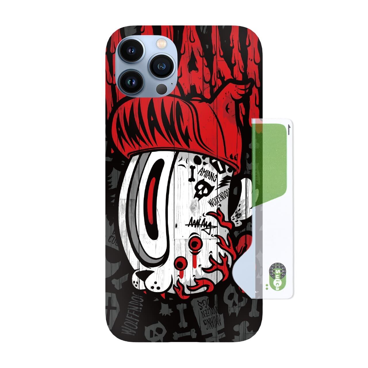 カード収納型 スマホケース Amiang かわいい グロかわ 病みかわ キャラクター 韓国 デザイナーズ Iphone Galaxy 携帯カバー Ghost お化け 悪魔 ひとつ目 Am08 アイフォン ギャラクシー 背面ポケット 軽量 薄型 衝撃吸収 タフ設計 レンズ保護 韓国スマホケース専門店