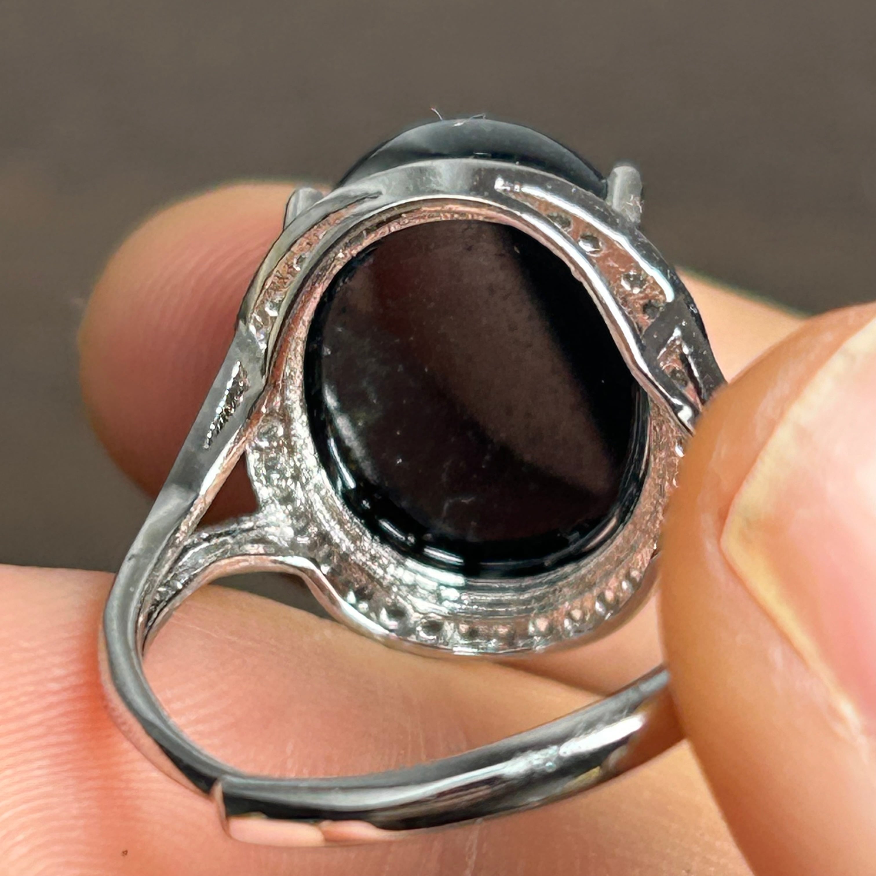 本翡翠指輪 リング ミャンマー産 黒翡翠 魔除け お守り | FARBE