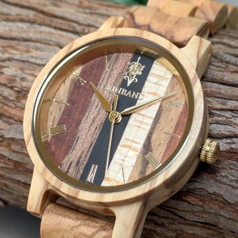 EINBAND Reise Mix Wood × Olive 木製腕時計 32mm | teshigotoya
