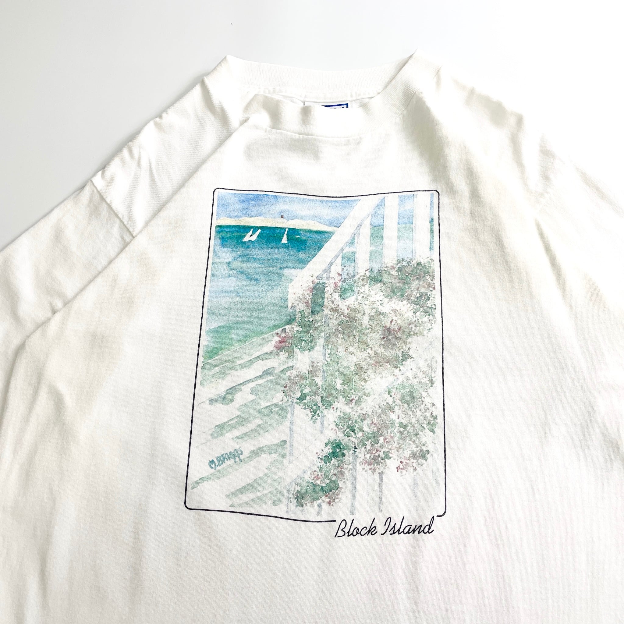 90s Block Island Coastal Art T-Shirt