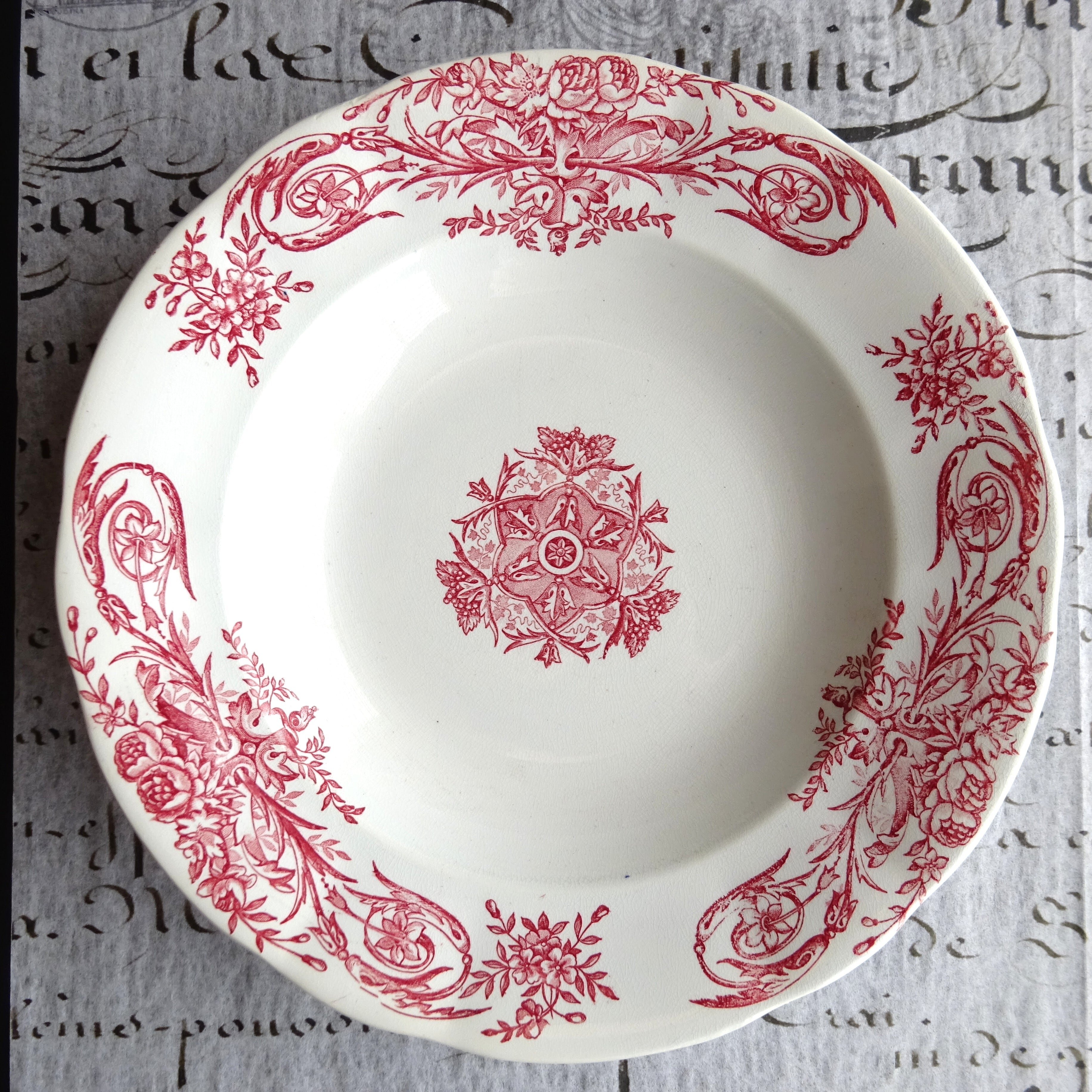 フランス　アンティーク　ペクソンヌ窯　プレート　pexonne floride ☆ F F PEXONNE modèle Louis XVI assiette plate (D) | Dona Dona