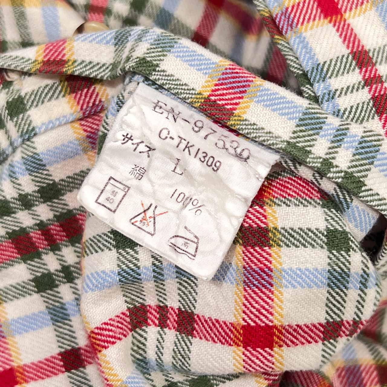 90s VAN JAC ヴァンヂャケット チェック BD ボタンダウン 長袖 ネルシャツ L/マルチ メンズ ビンテージ