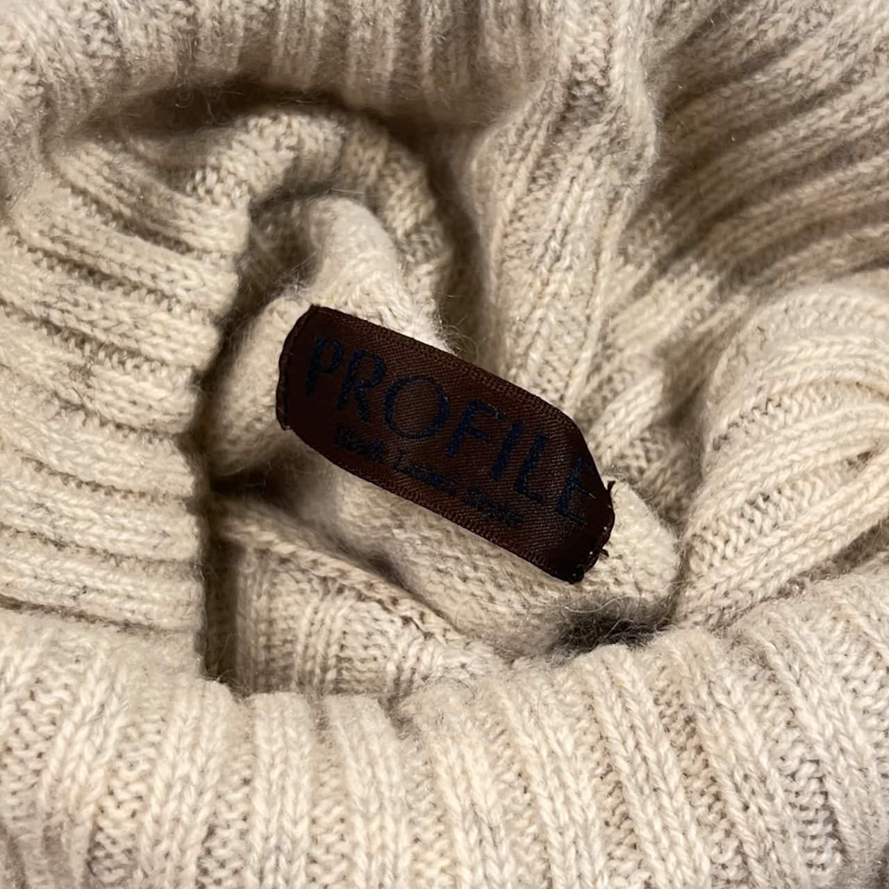 カシミヤ100% PROFILE プロフィール タートルネック ニット セーター 38/アイボリー 系 レディース