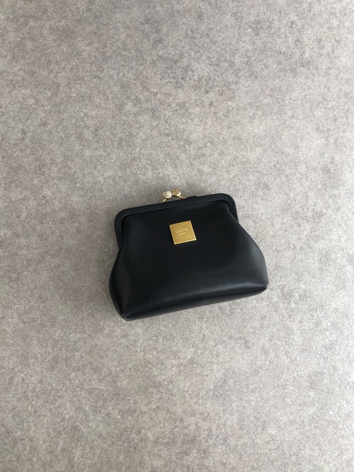 CELINE セリーヌ 財布 ブラック ロゴプレート レザー がま口 コインケース vintage ヴィンテージ オールド z4abfu