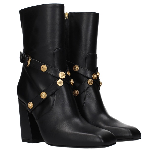 【新品】VERSACE ヴェルサーチェ レディース アンクルブーツ レザー ブラック 10207291A020871B00V