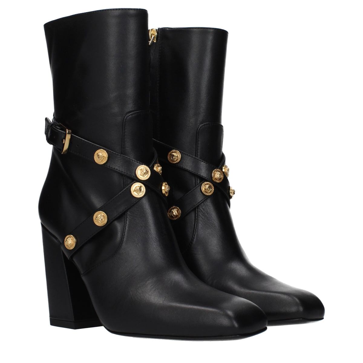【新品】VERSACE ヴェルサーチェ レディース アンクルブーツ レザー ブラック 10207291A020871B00V