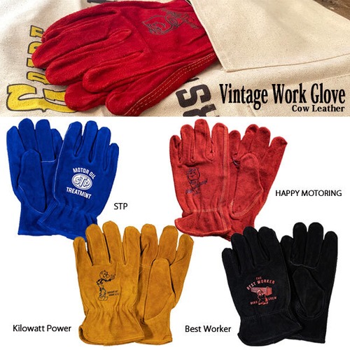 Vintage Work Glove ヴィンテージ ワーク グローブ 全4色 スウェード 牛革 キャンプ DIY 焚火 アウトドア フリーサイズ