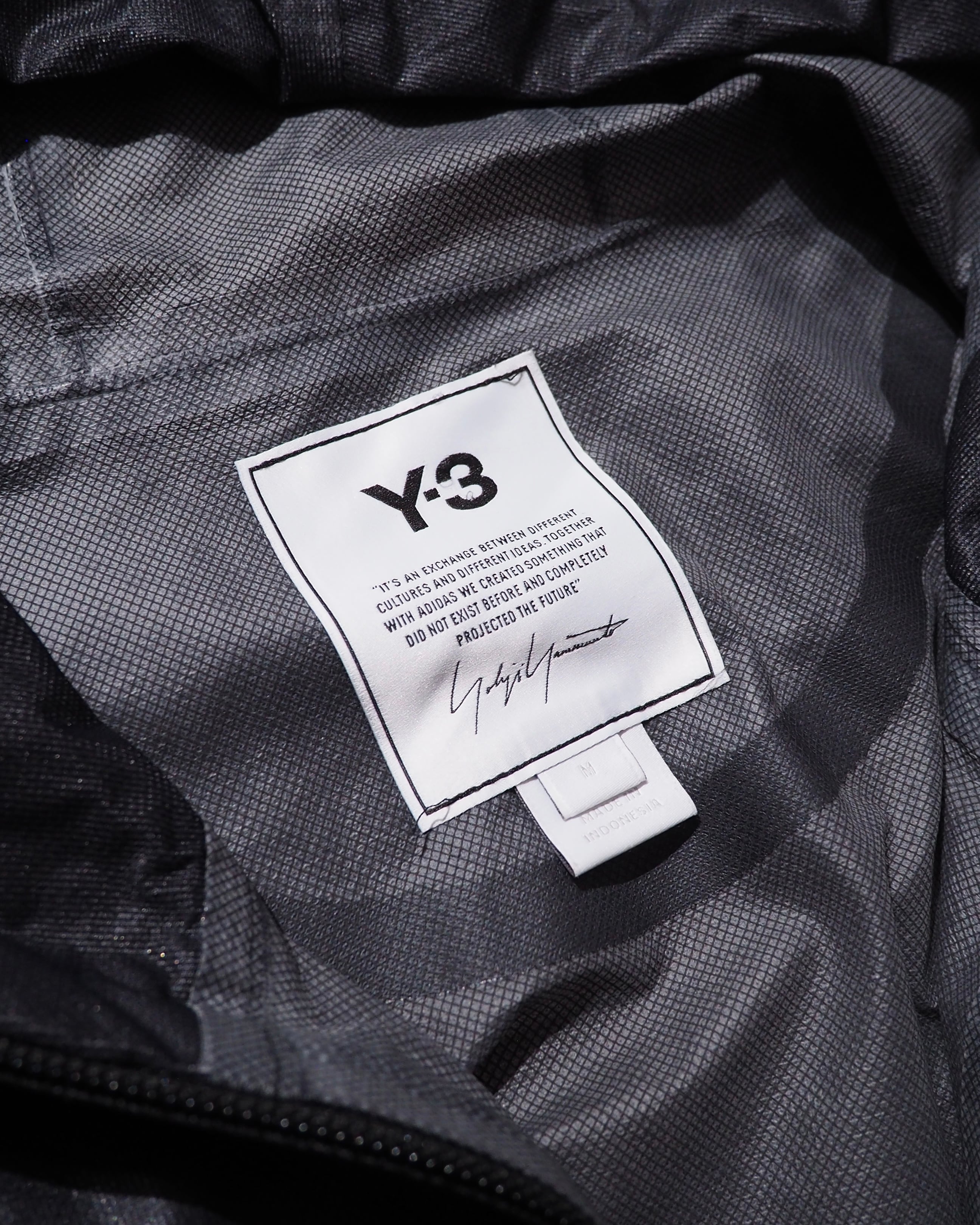 "Y-3(Yohji Yamamoto)" Black sheer Waterproof Nylon Tech Full zip jacket