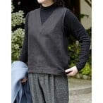 FUGA FUGA  コットンリネン ポンチョ  ジレ  ベスト 別注》fog linen work｜厚地リネンVネックベスト・ジレ（col.グリー