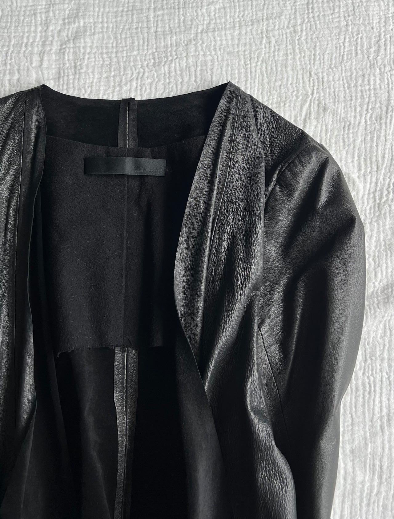 "EKAM" No collar Leather Jacket