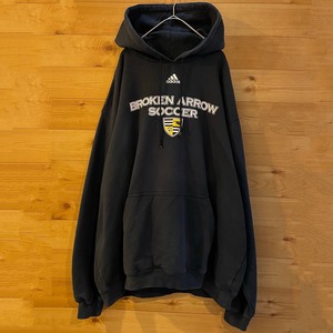 【adidas】サッカー バックロゴ スウェット パーカー フーディ ビッグシルエット アディダス XXL アメリカ古着