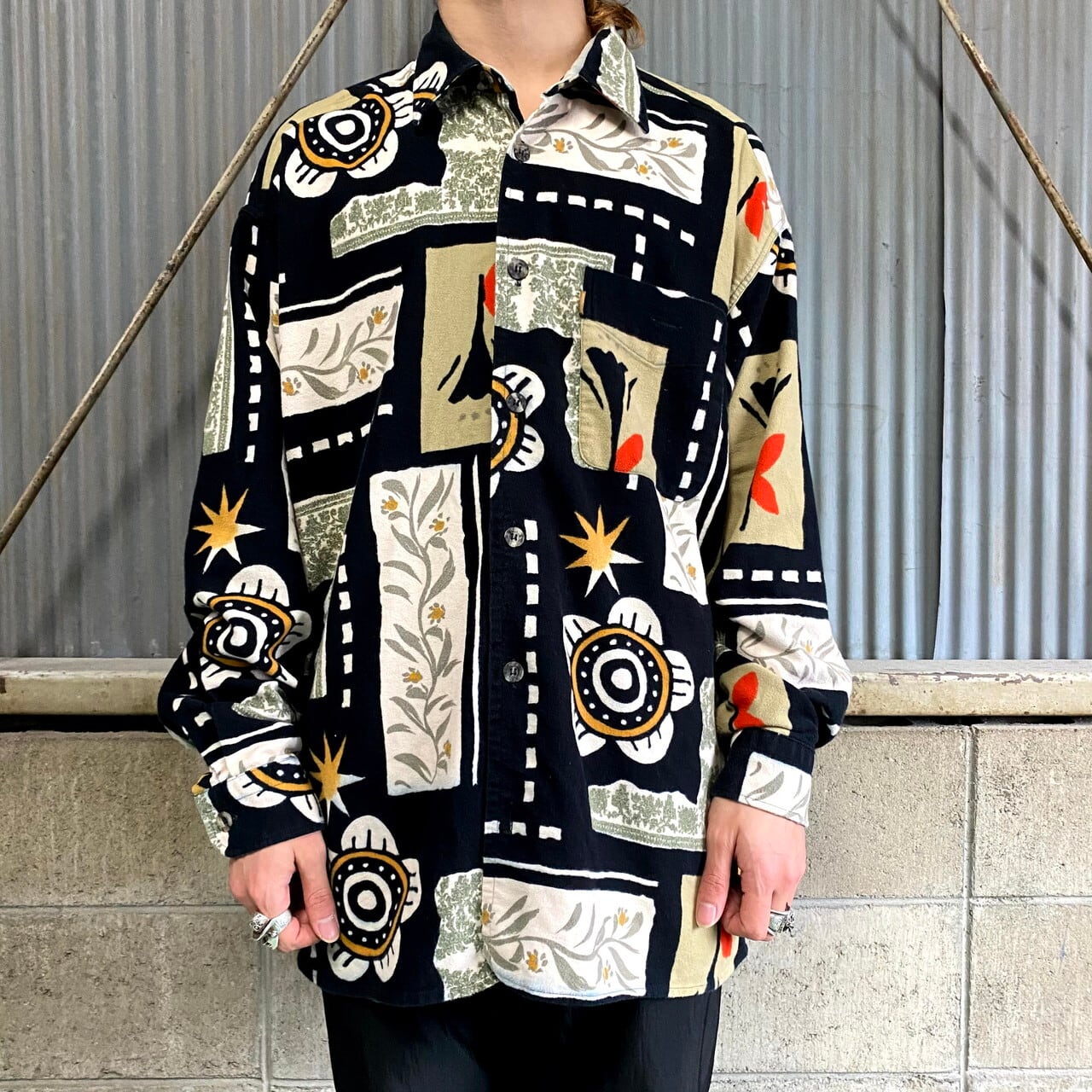 CAVORI SPORTING アート柄 長袖 シャモアクロス ユーロブランド 総柄  