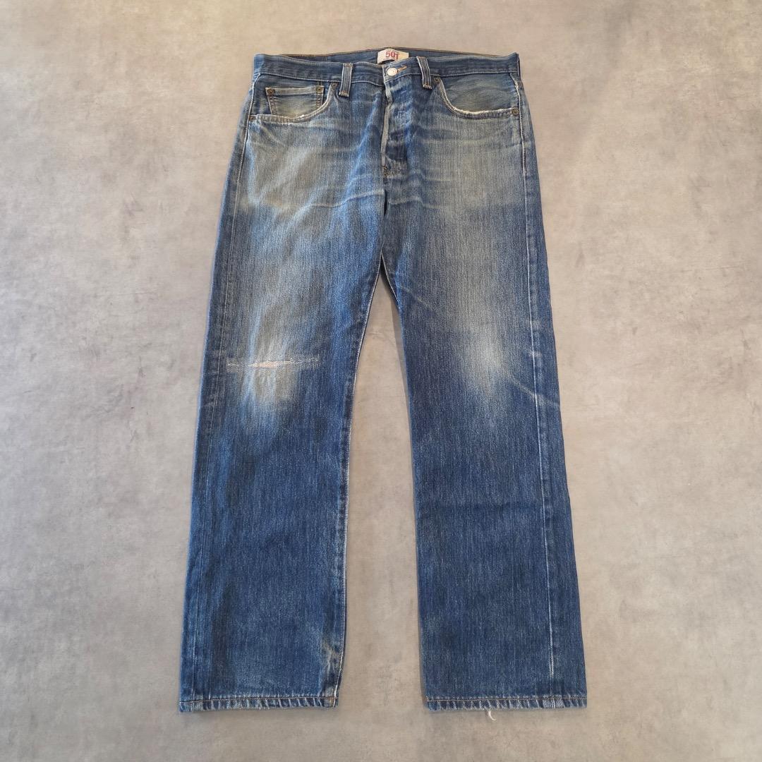 リーバイス501 W34 古着 Y2K 鬼ヒゲ ハチノス 00s 21047
