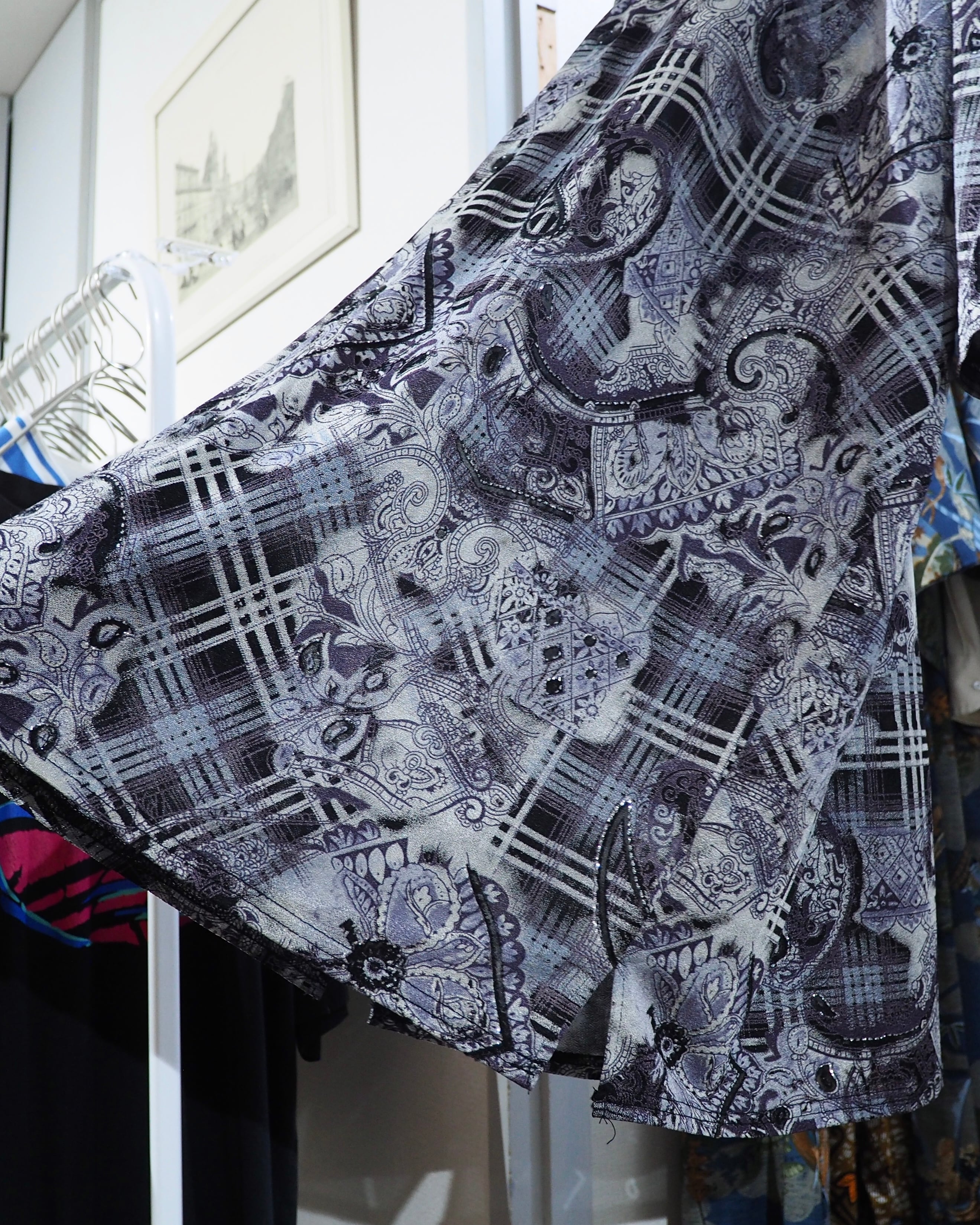 " PRONTI - Special " Luxury Mode pattern Drape loose SS open collar Shirt