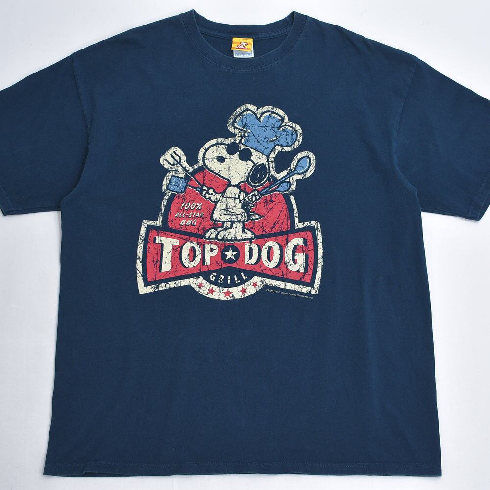 00s PEANUTS SNOOPY スヌーピー TOP DOG GRILL プリントTシャツ 00s PEANUTS SNOOPY スヌーピー TOP DOG GRILL プリントTシャツ
