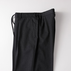 【新品】MINTENS vintage Fabric special tuck summer pants made in JAPAN  draw code style   ／  日本製 ヴィンテージ生地を使用したタックパンツ チャコールグレー 日本製 ゴムウエスト ドローコード  実寸W34~W36