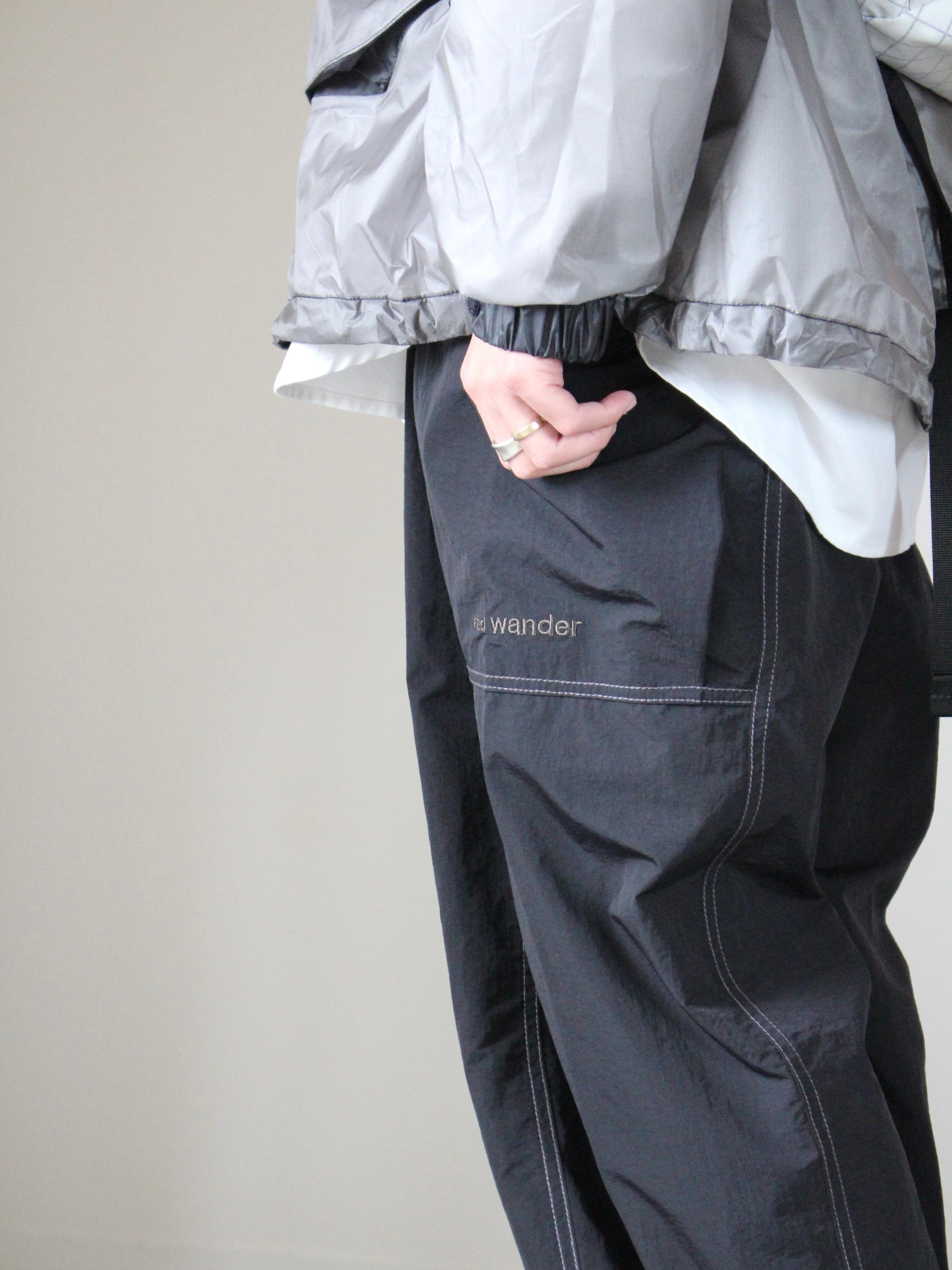 and wander アンドワンダー【crinkled nylon pants】 | LARGE LAB TOWN