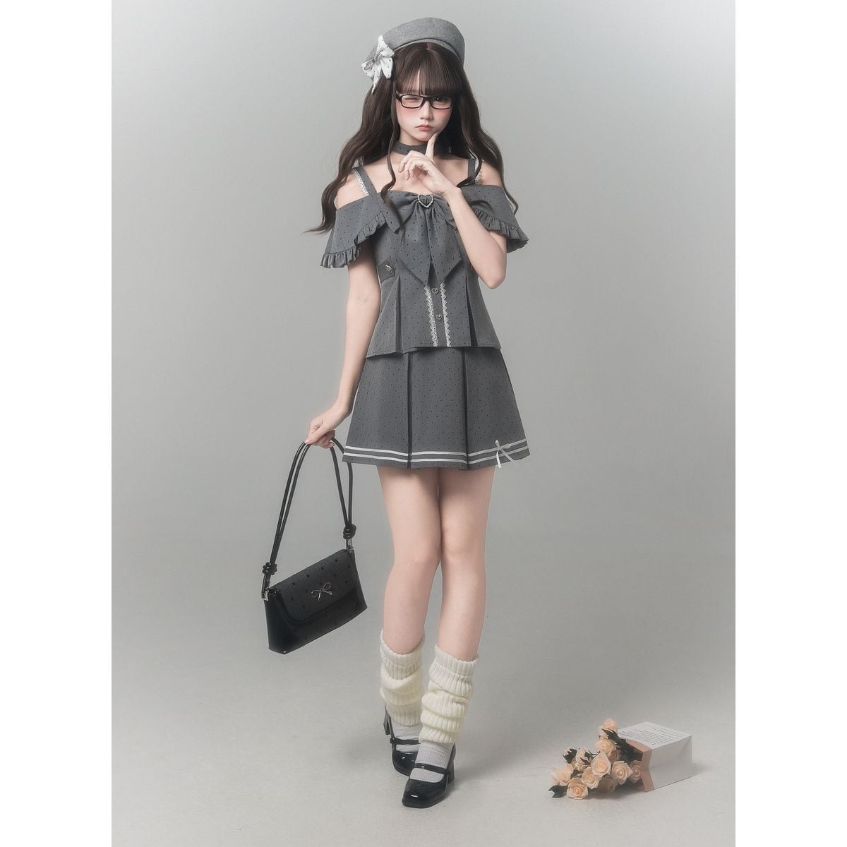 グレージュドールオフショルセットアップ：スカート | Maiden's Rêve