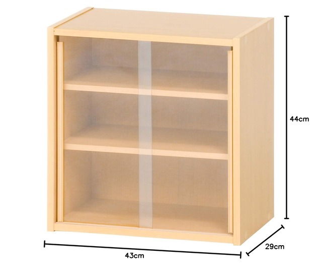 【特価セール】不二貿易 食器棚 キッチン収納 幅43×奥行29×高さ44cm ナチュラル ガラス扉 可動棚 組立品 81908