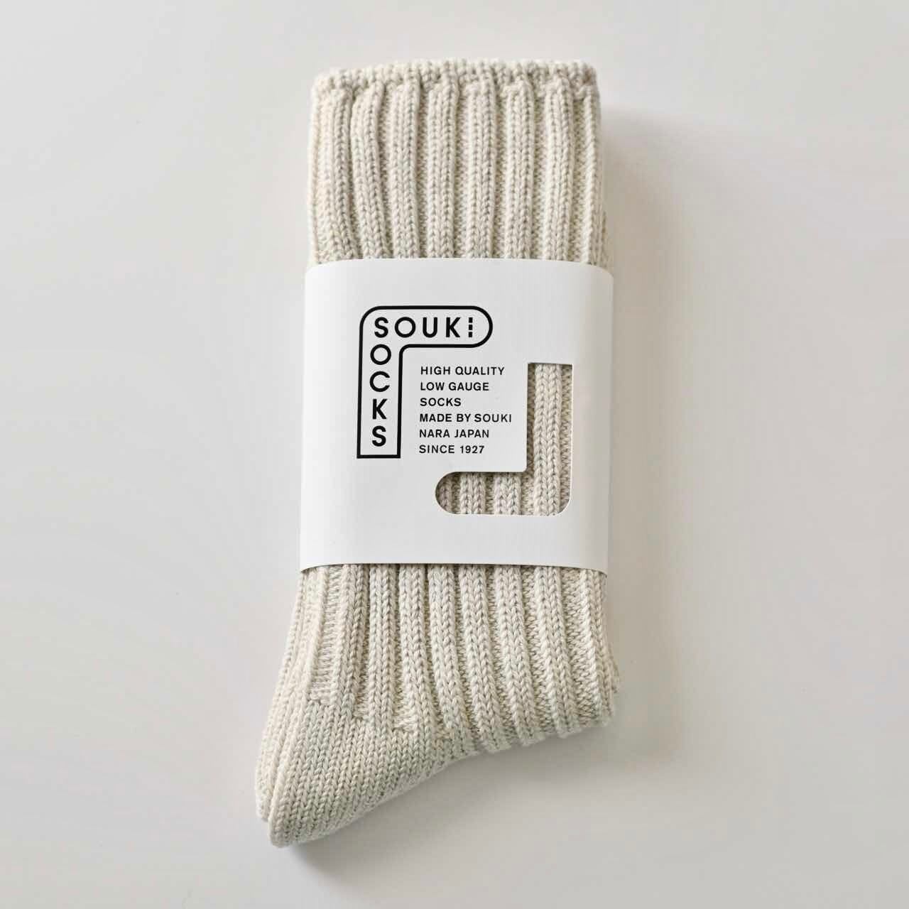 【 完売 】SOUKI クルーソックス puffy|アイボリー 白 日本製 靴下 ホワイト 雑貨屋