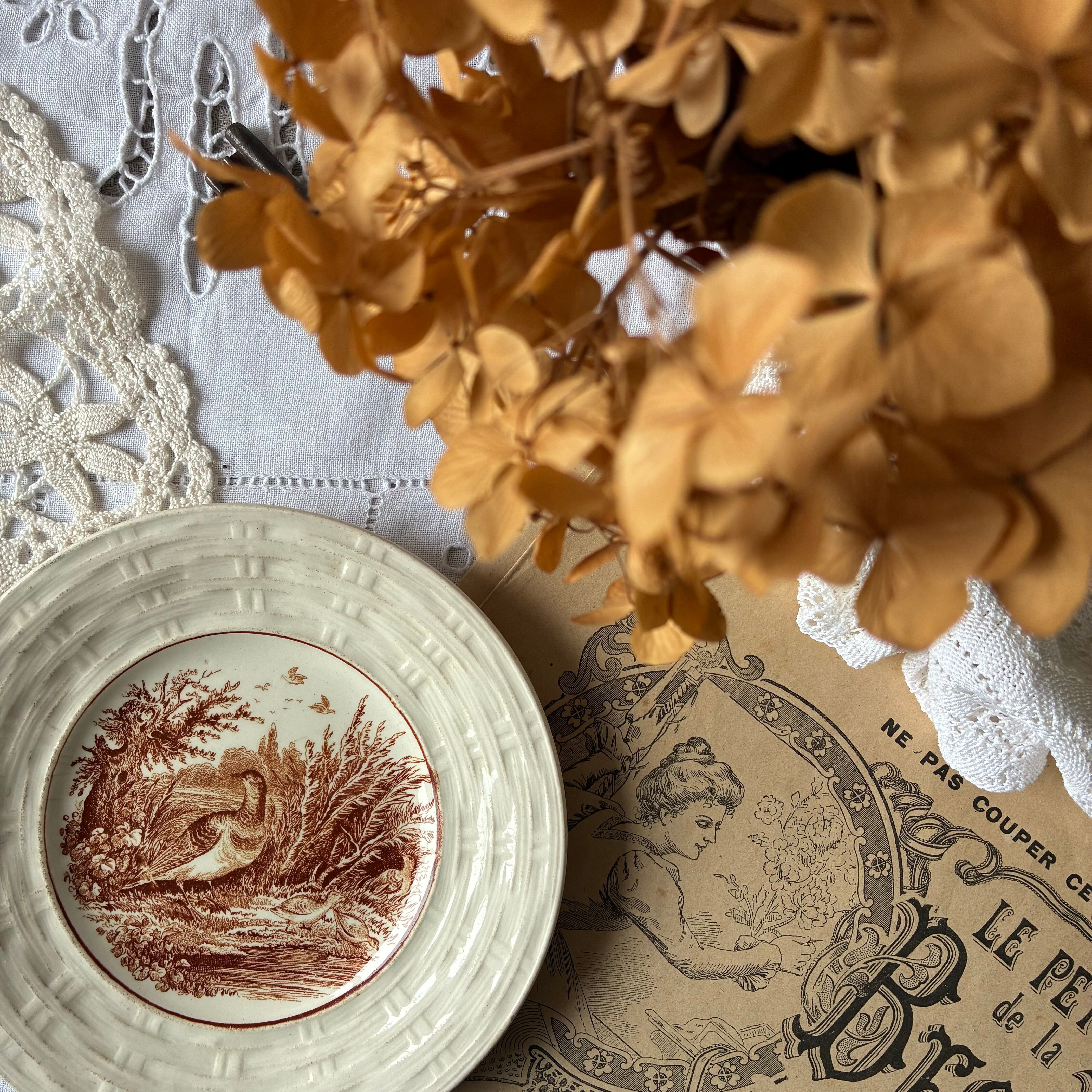 オールドノリタケ 小皿プレート 2点セット 金彩風景図案 Old Noritake