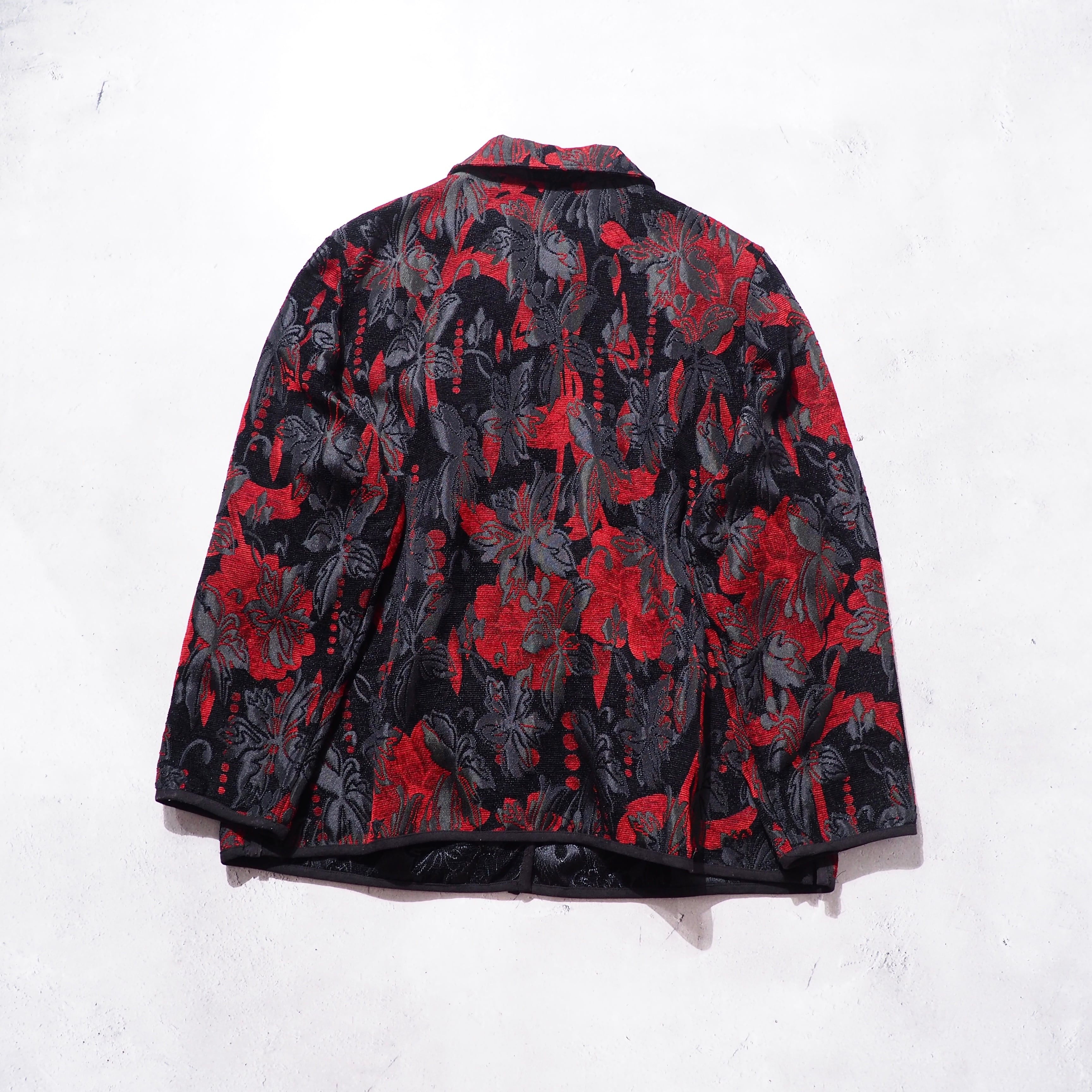 " 両面 - Reversible " Beautiful Flower Embbossed vintage Velours jacket