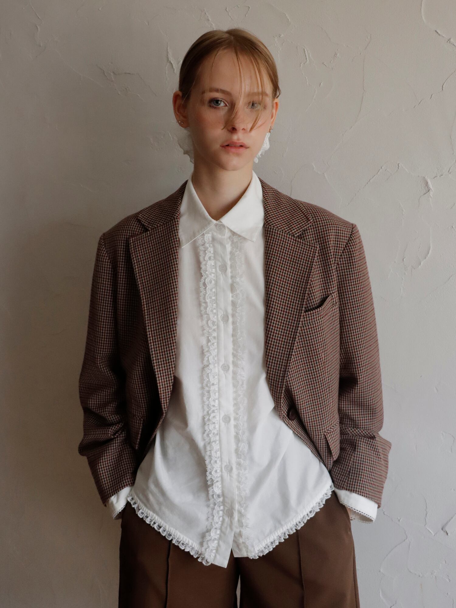 LACE TRIM SHIRTBLOUSE -WHITE- | mieya mieya