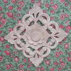 ブロックプリント生地【50cm単位】インド綿  花柄 ミントグリーン×ピンク #79992-GR1