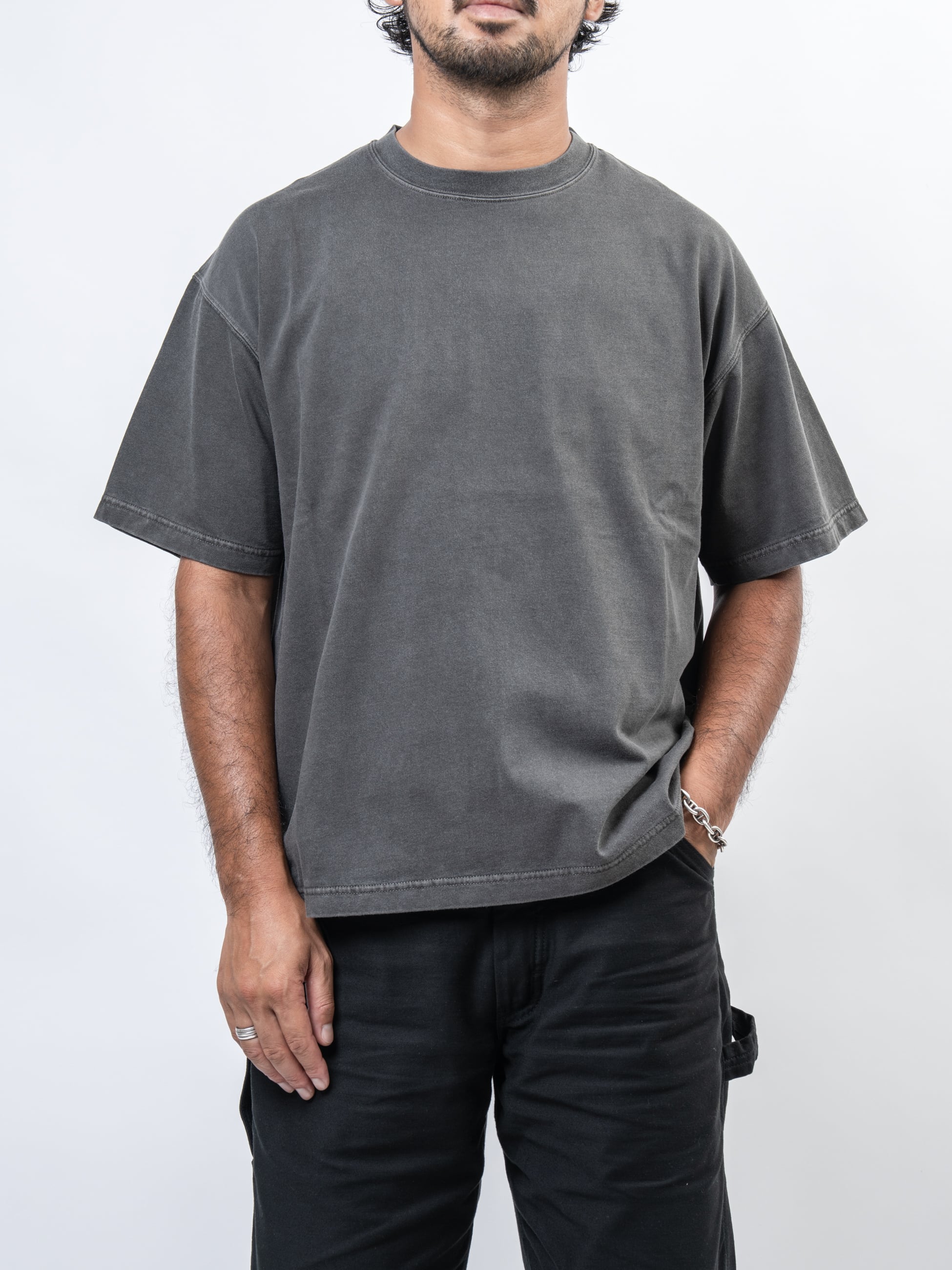 OVY ピグメント染め クルーネック Tシャツ Organic Cotton Pigment Dyed Relax Fit T-shirts (black) | OVY
