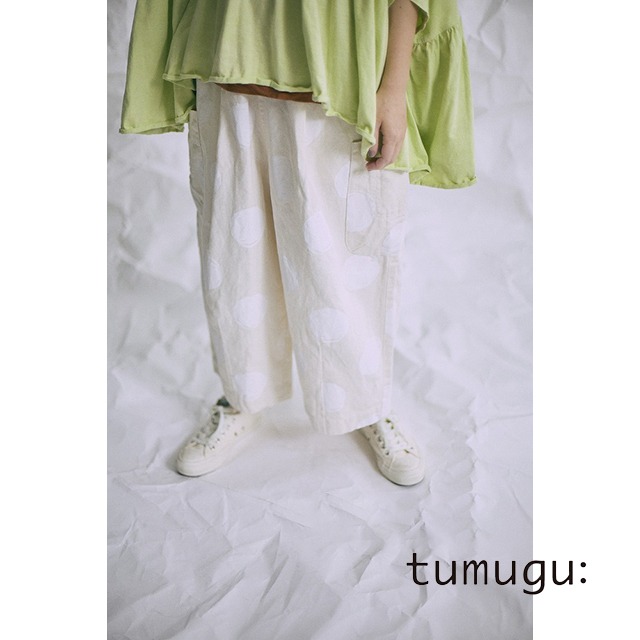 【tumugu:】TB24224 ドットプリントデニム　パンツ