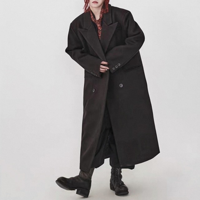 Oversized double breasted long coat C1442