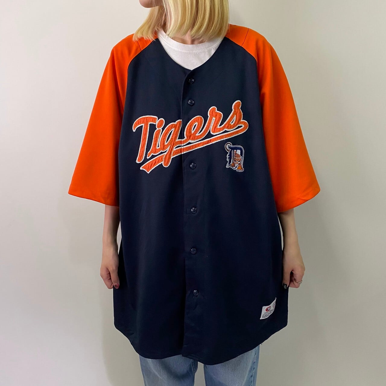 ビッグサイズ MLB デトロイト・タイガース ベースボールシャツ メンズ2XL相当 古着 DETROIT TIGERS レプリカユニフォーム オレンジ  ネイビー 紺色 大きいサイズ【ゲームシャツ】【CS2209-30】 | cave 古着屋【公式】古着通販サイト