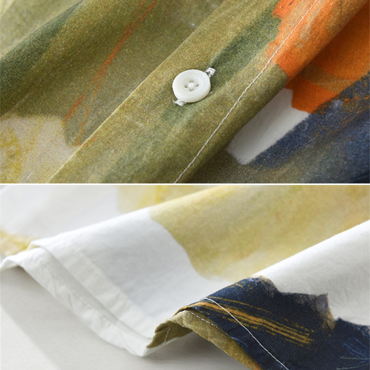 【M-3XL】Watercolor Print Short Sleeve Shirt / ウォーターカラー プリント 半袖 シャツ