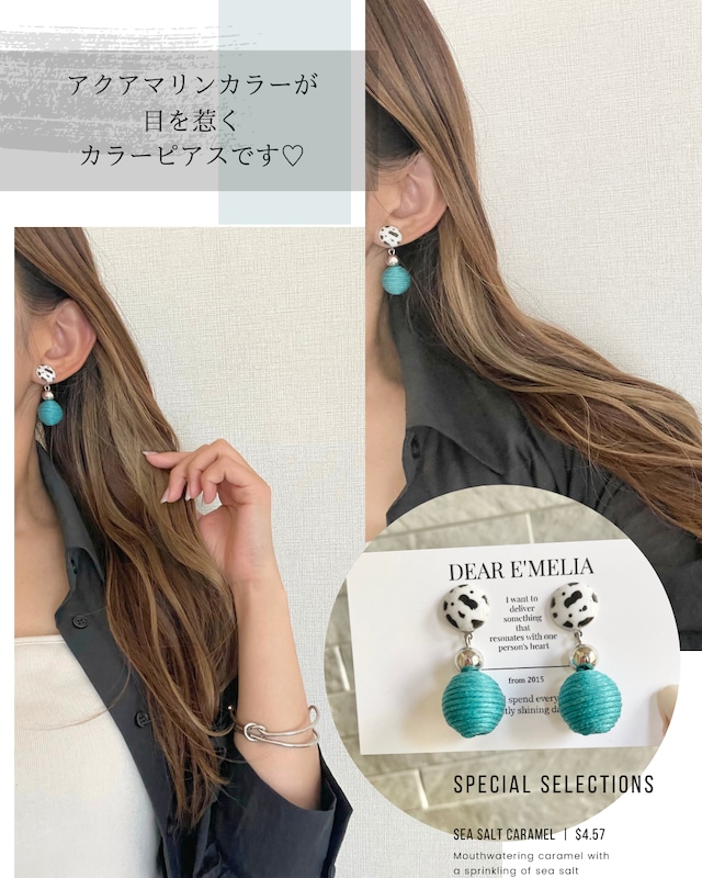 【再販】animal × aquamarine ball pierce