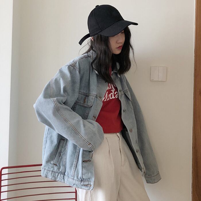 スタイルジャケット ルーズスプリングオータム レッド 春物 秋物 試着室17453755532