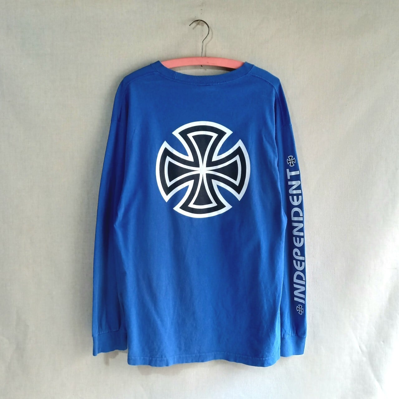90s～INDEPENDENT ロングスリーブTシャツ Lサイズ バークロスロゴ 発禁 