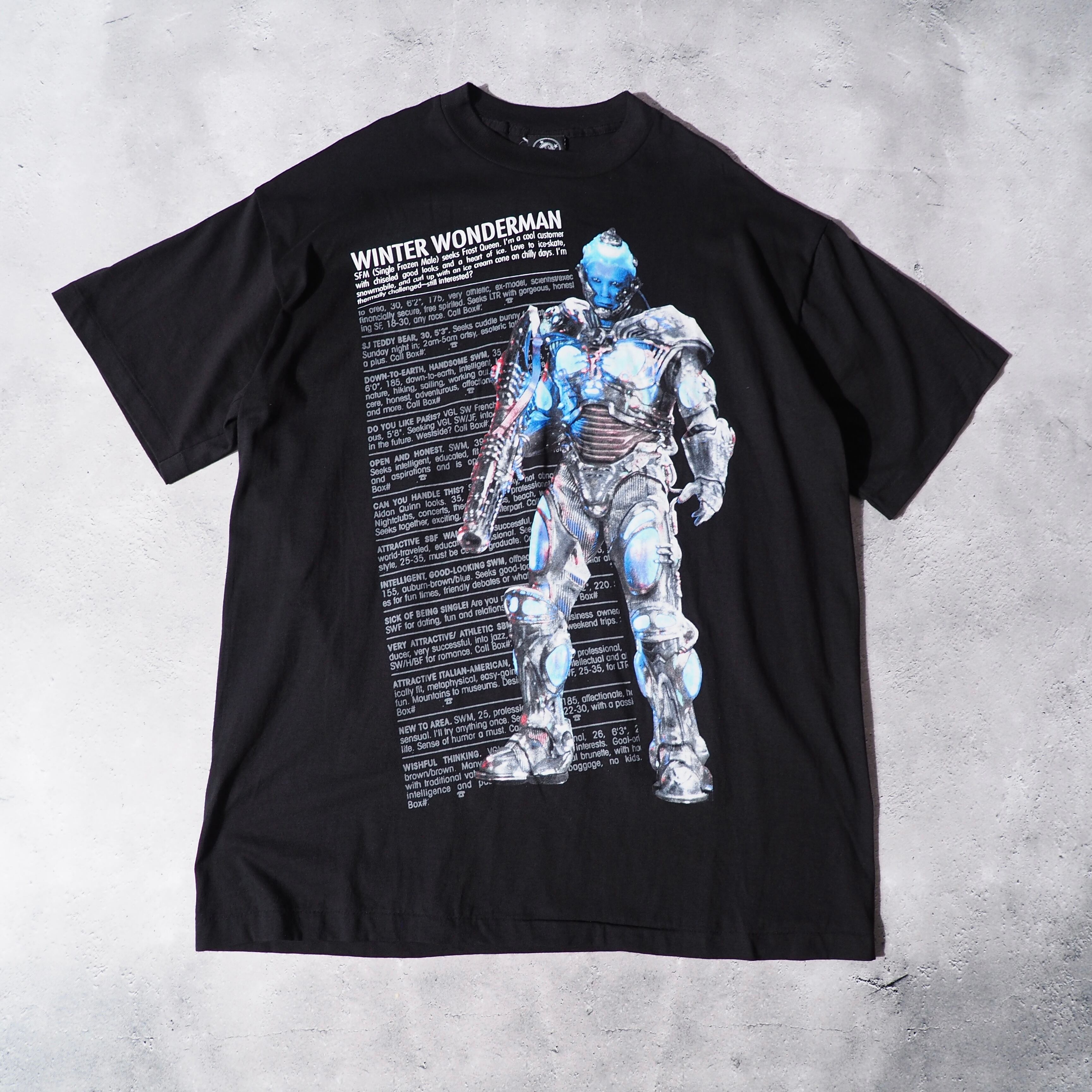 1997s ” Winter wonderman ” printed black loose Tee (made in Usa)