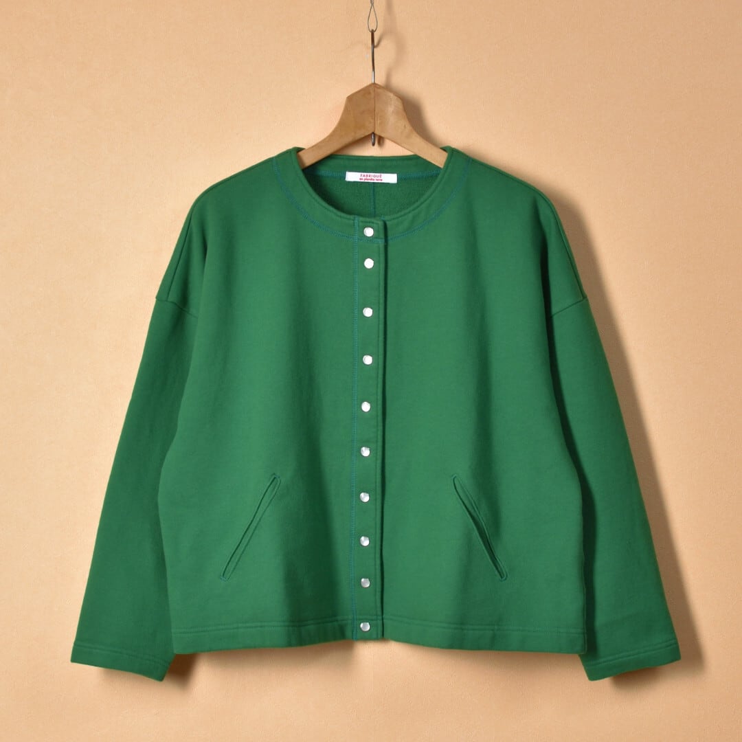 Fabrique en planete terre ファブリケアンプラネテール 裏毛オーバーサイズスナップカーディガン・グリーン【送料無料】