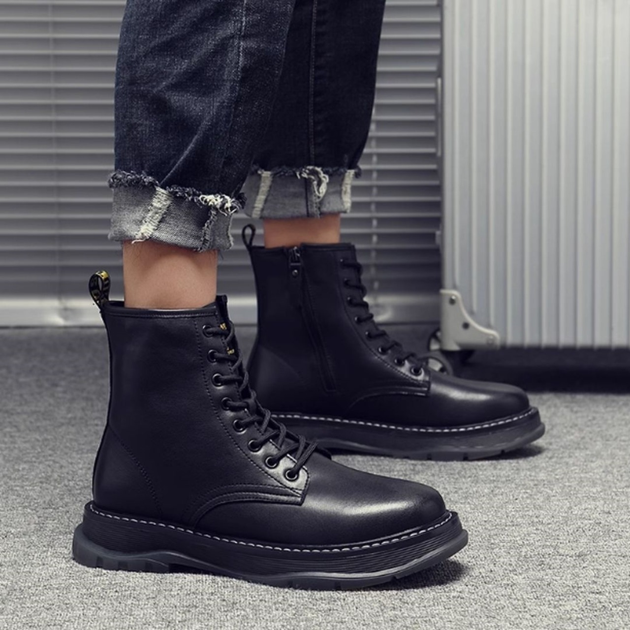 レースアップ厚底ブーツ S0368
