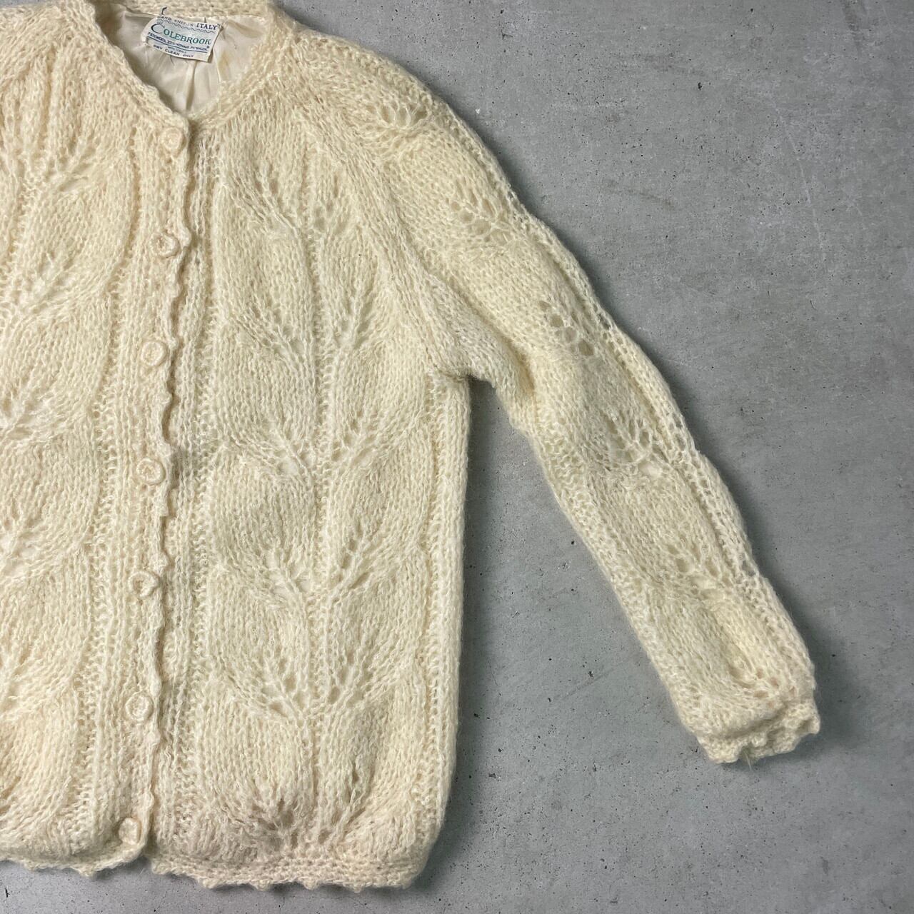 60年代 イタリア製 COLEBROCK レースニットカーディガン モヘア混 