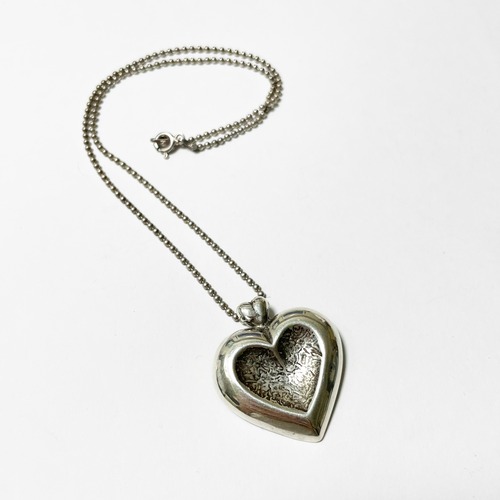 Vintage Sterling Big Heart Pendant Necklace