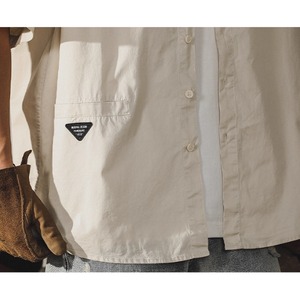 刺繍ロゴ入りオープンカラーシャツ 10112