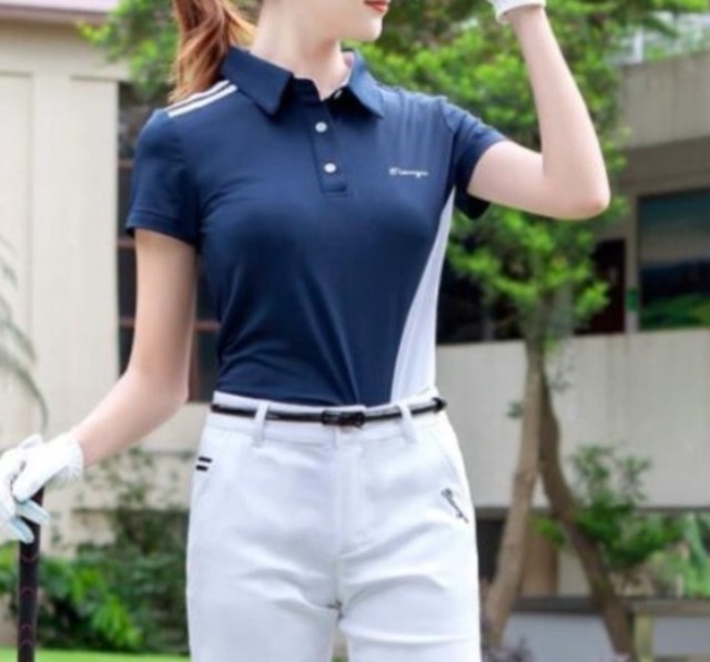 ゴルフウェア スポーツウェア シャツ レディース ガールズ ゴルフ スポーツ ポロシャツ 半袖 スリット Tシャツ 夏 ステッチ 球技 ユニフォーム