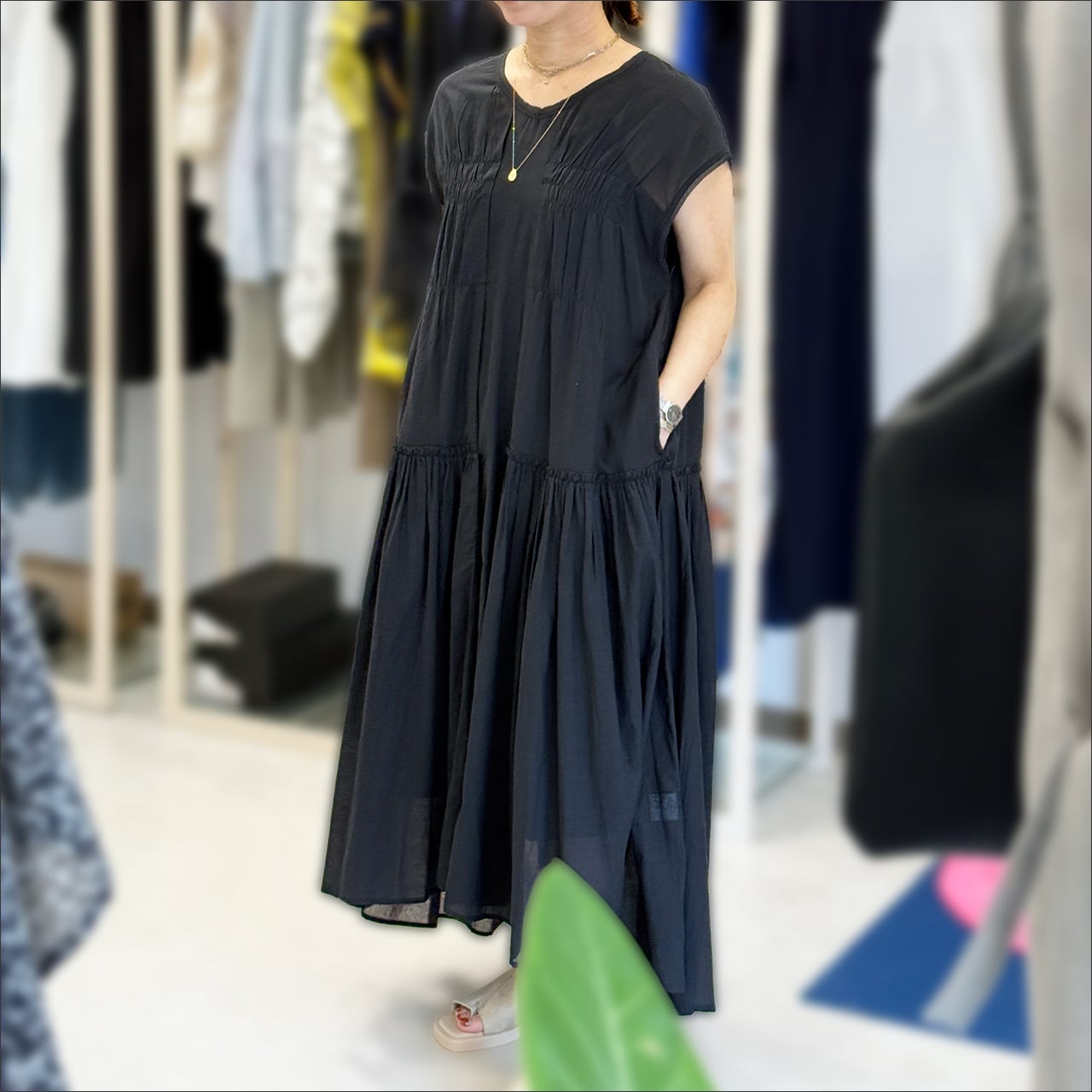 FANAKA 清涼感抜群の切り替えワンピース 261-5404 (ブラック)