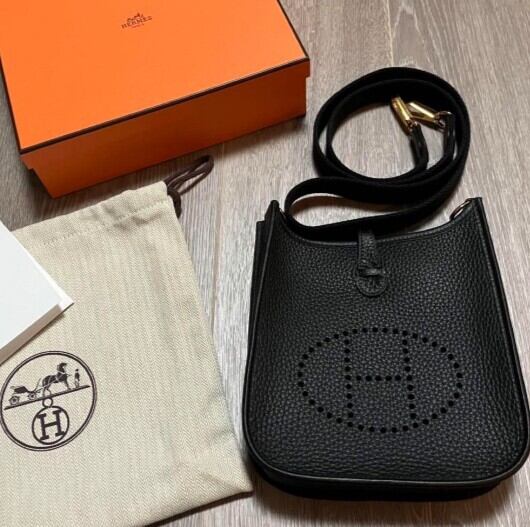 HERMES エルメス エブリン TPM ミニ ノワール ゴールド金具 黒 
