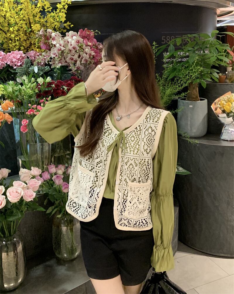 ニットベスト 夏 新スタイル 韓国 レース かぎ針編みベスト 女性 ...