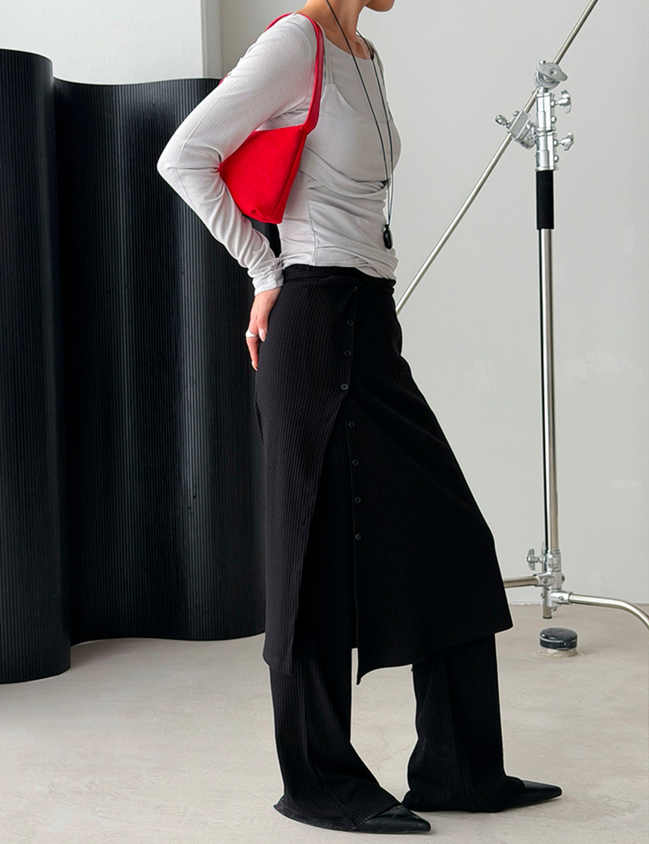 【新作5％OFF・3日間】Layered Skirt Pants_3colors