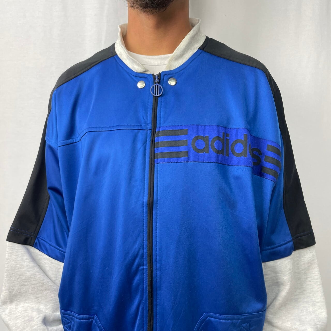 80年代 adidas アディダス フェイクレイヤード ジャージ×スウェット