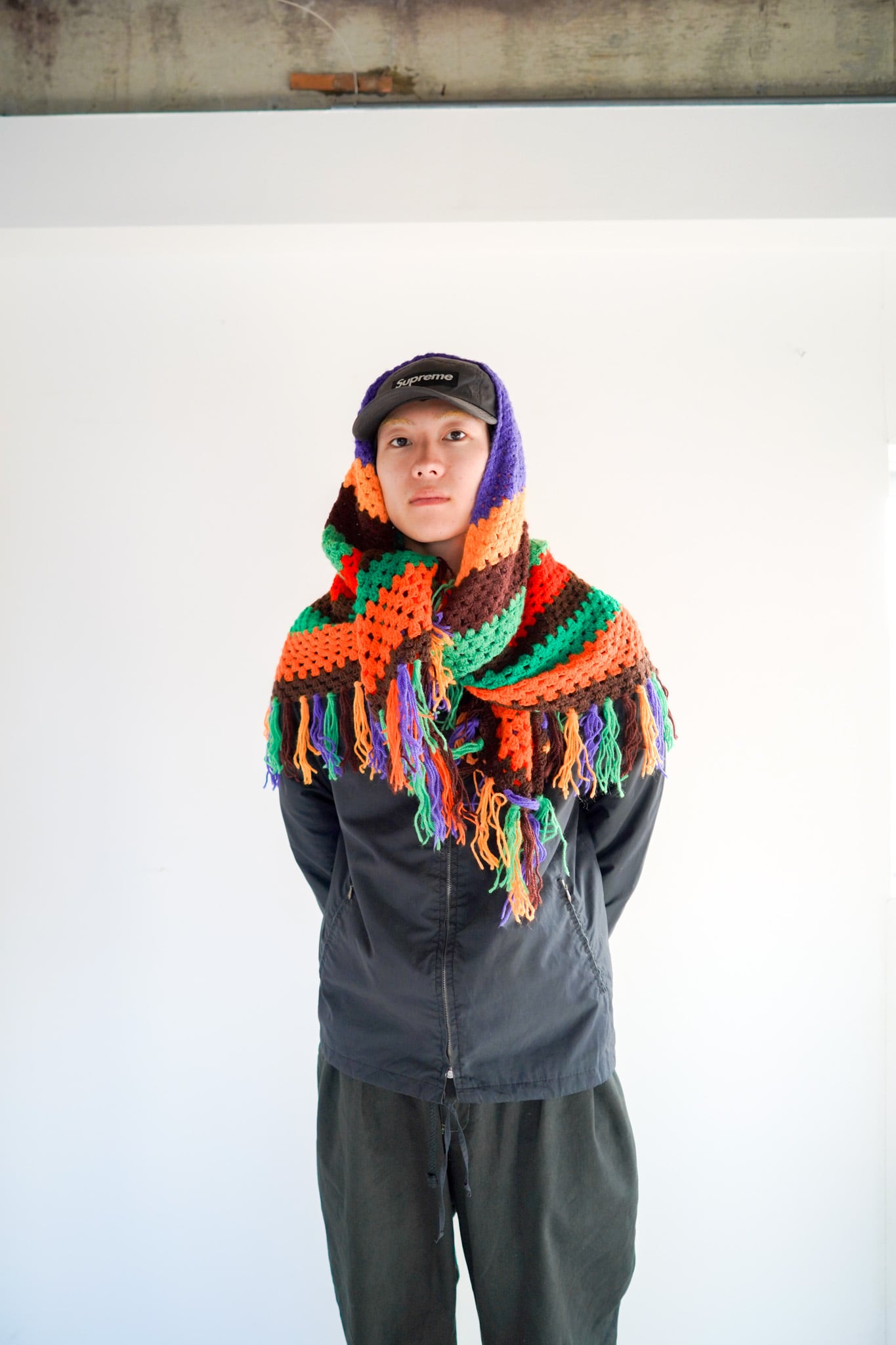 Old Wool Knitting Lag Muffler | from_antique