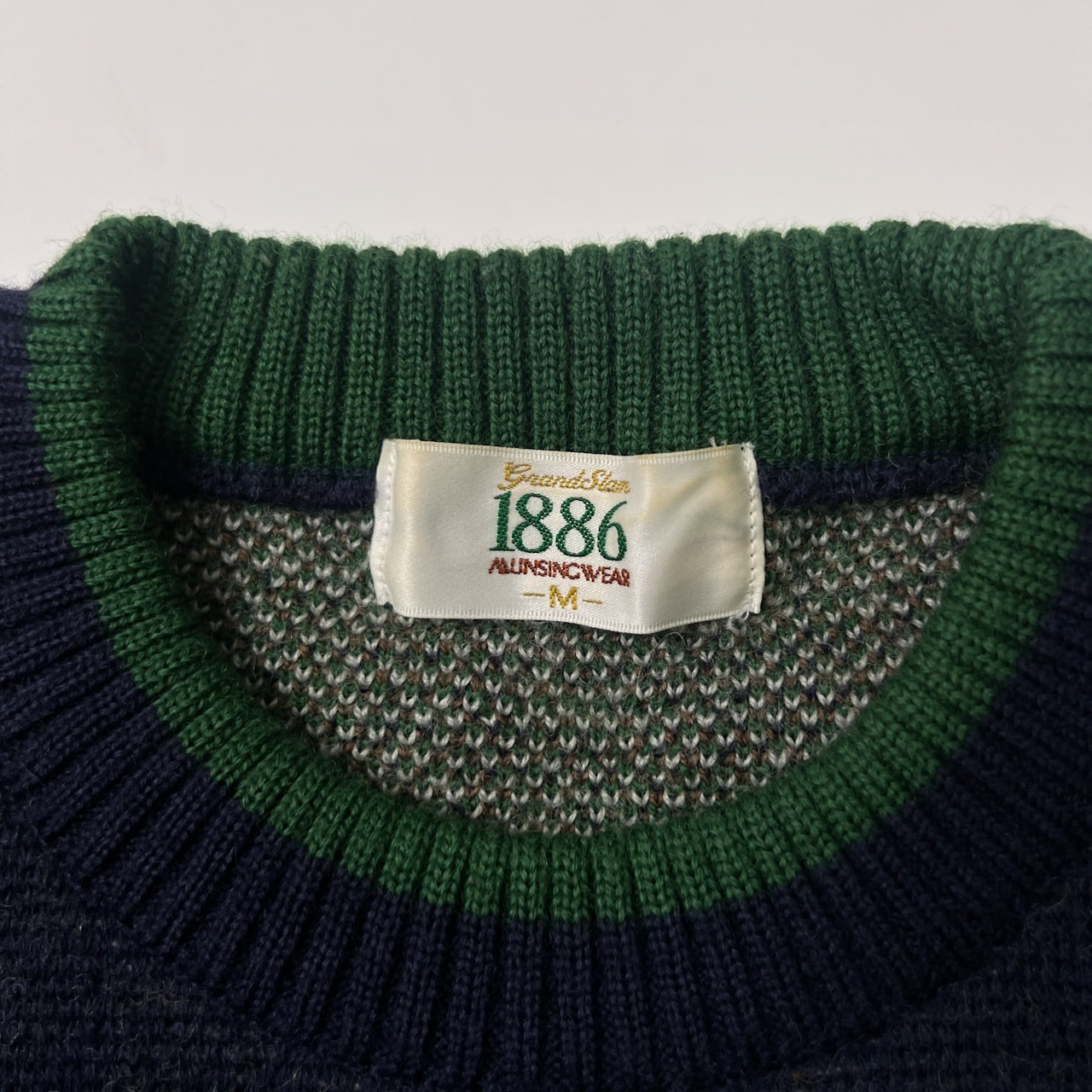 Munsingwear マンシングウェア ゴルフ 刺繍デザイン ウールセーター M/グリーン ネイビー